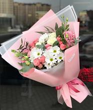 Букет цветов из:  Розы, Лизиантусы и Хризантемы в Новом Городке