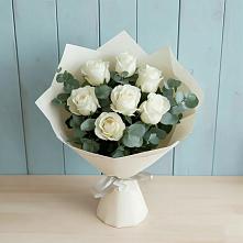 Букет Белые розы в Эвкалипте в Новом Городке